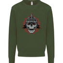 Pickelhaube Skull Prussian Helmet Biker Kids Sweatshirt Jumper Forest Green