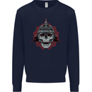 Pickelhaube Skull Prussian Helmet Biker Kids Sweatshirt Jumper Navy Blue
