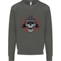 Pickelhaube Skull Prussian Helmet Biker Kids Sweatshirt Jumper Storm Grey