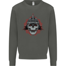 Pickelhaube Skull Prussian Helmet Biker Kids Sweatshirt Jumper Storm Grey