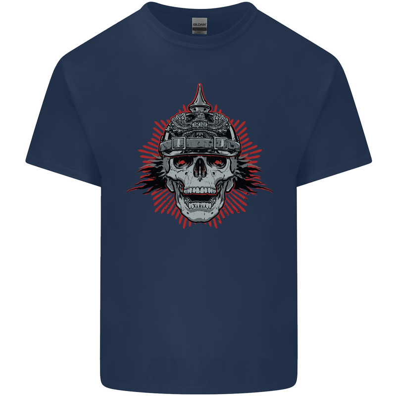 Pickelhaube Skull Prussian Helmet Biker Kids T-Shirt Childrens Navy Blue