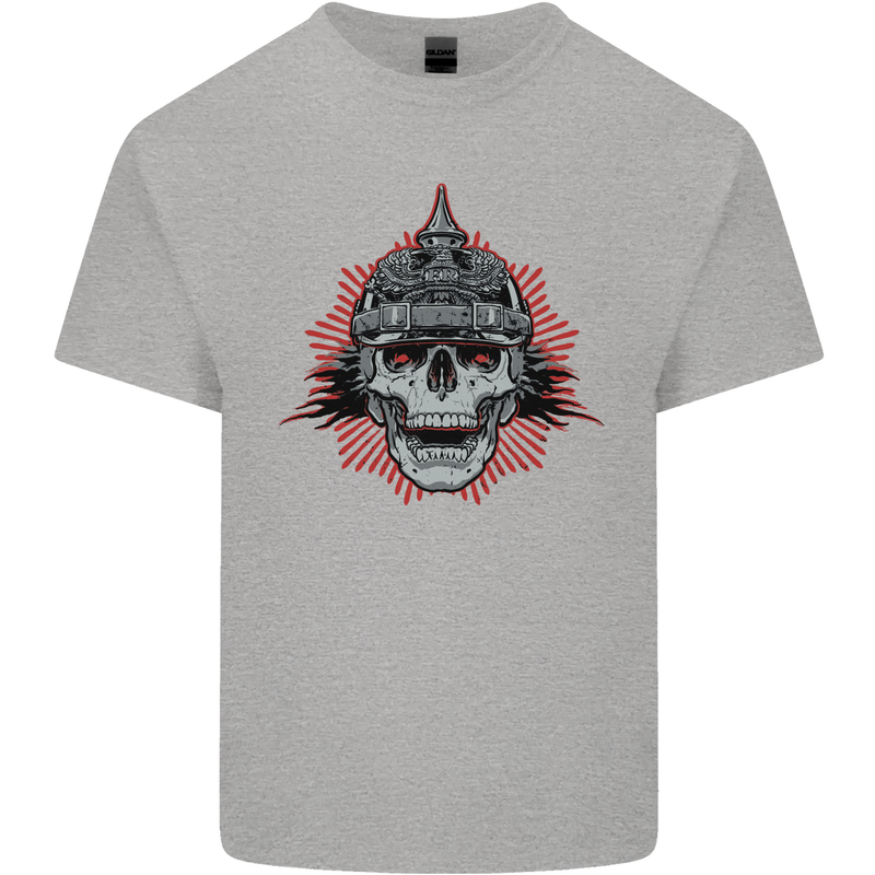 Pickelhaube Skull Prussian Helmet Biker Kids T-Shirt Childrens Sports Grey