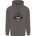Pickelhaube Skull Prussian Helmet Biker Mens 80% Cotton Hoodie Charcoal