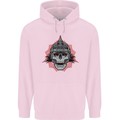 Pickelhaube Skull Prussian Helmet Biker Mens 80% Cotton Hoodie Light Pink