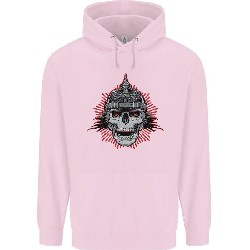 Pickelhaube Skull Prussian Helmet Biker Mens 80% Cotton Hoodie Light Pink