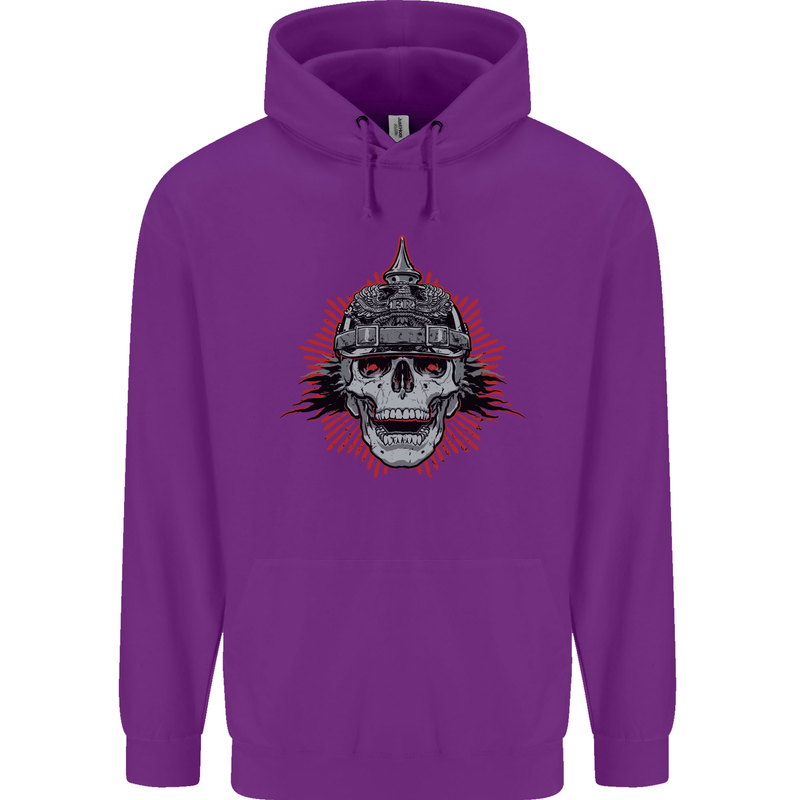 Pickelhaube Skull Prussian Helmet Biker Mens 80% Cotton Hoodie Purple