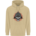 Pickelhaube Skull Prussian Helmet Biker Mens 80% Cotton Hoodie Sand