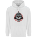 Pickelhaube Skull Prussian Helmet Biker Mens 80% Cotton Hoodie White