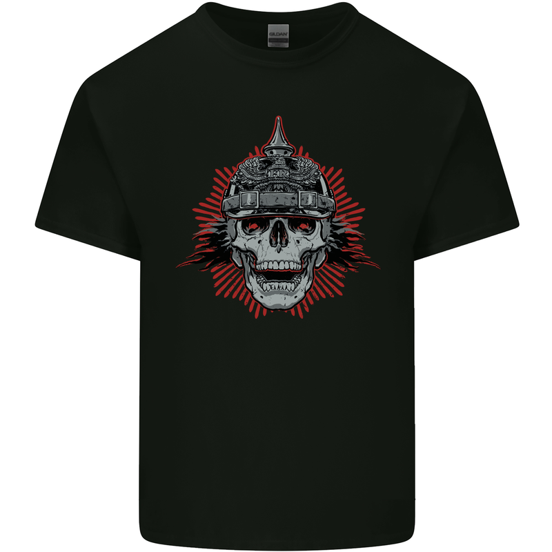 Pickelhaube Skull Prussian Helmet Biker Mens Cotton T-Shirt Tee Top Black