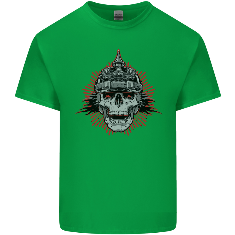 Pickelhaube Skull Prussian Helmet Biker Mens Cotton T-Shirt Tee Top Irish Green