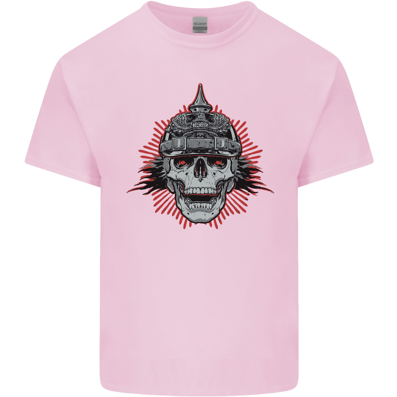Pickelhaube Skull Prussian Helmet Biker Mens Cotton T-Shirt Tee Top Light Pink