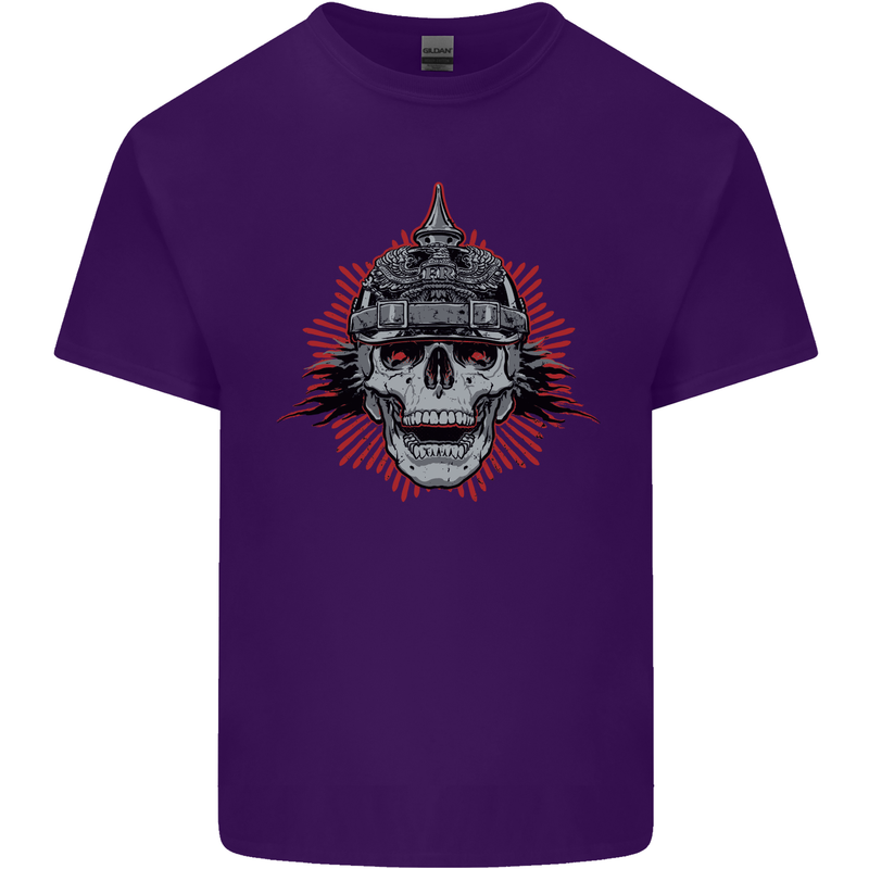 Pickelhaube Skull Prussian Helmet Biker Mens Cotton T-Shirt Tee Top Purple