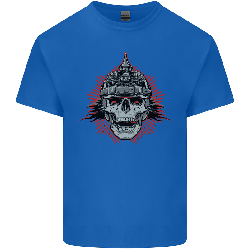 Pickelhaube Skull Prussian Helmet Biker Mens Cotton T-Shirt Tee Top Royal Blue