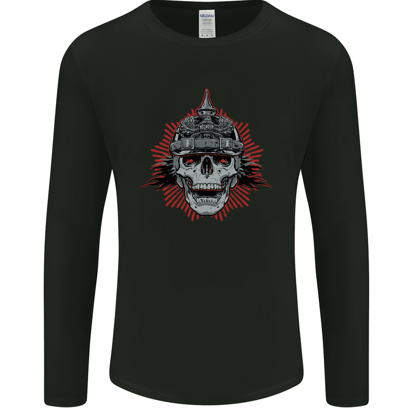Pickelhaube Skull Prussian Helmet Biker Mens Long Sleeve T-Shirt Black
