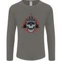 Pickelhaube Skull Prussian Helmet Biker Mens Long Sleeve T-Shirt Charcoal
