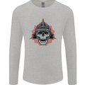 Pickelhaube Skull Prussian Helmet Biker Mens Long Sleeve T-Shirt Sports Grey