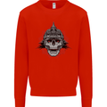 Pickelhaube Skull Prussian Helmet Biker Mens Sweatshirt Jumper Bright Red