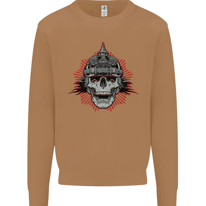 Pickelhaube Skull Prussian Helmet Biker Mens Sweatshirt Jumper Caramel Latte