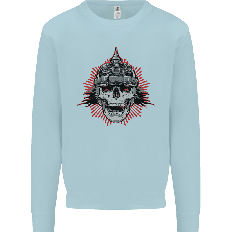 Pickelhaube Skull Prussian Helmet Biker Mens Sweatshirt Jumper Light Blue