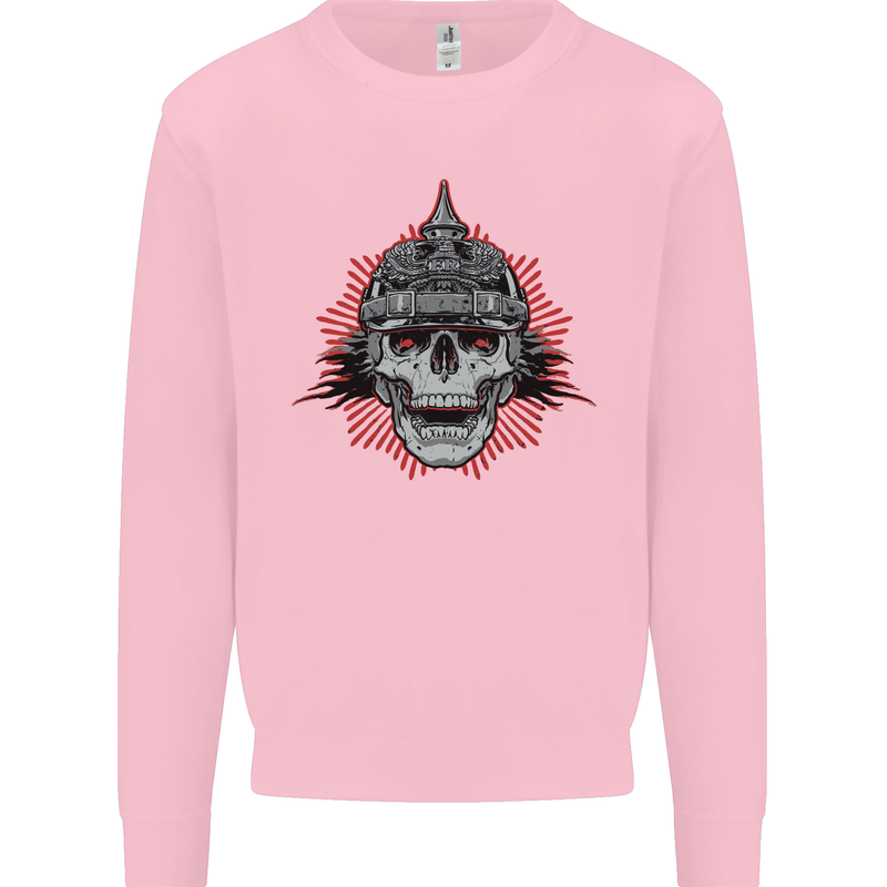 Pickelhaube Skull Prussian Helmet Biker Mens Sweatshirt Jumper Light Pink