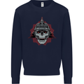 Pickelhaube Skull Prussian Helmet Biker Mens Sweatshirt Jumper Navy Blue