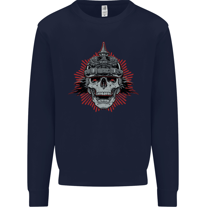 Pickelhaube Skull Prussian Helmet Biker Mens Sweatshirt Jumper Navy Blue