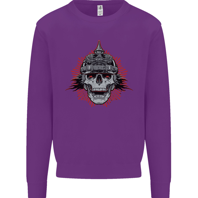 Pickelhaube Skull Prussian Helmet Biker Mens Sweatshirt Jumper Purple