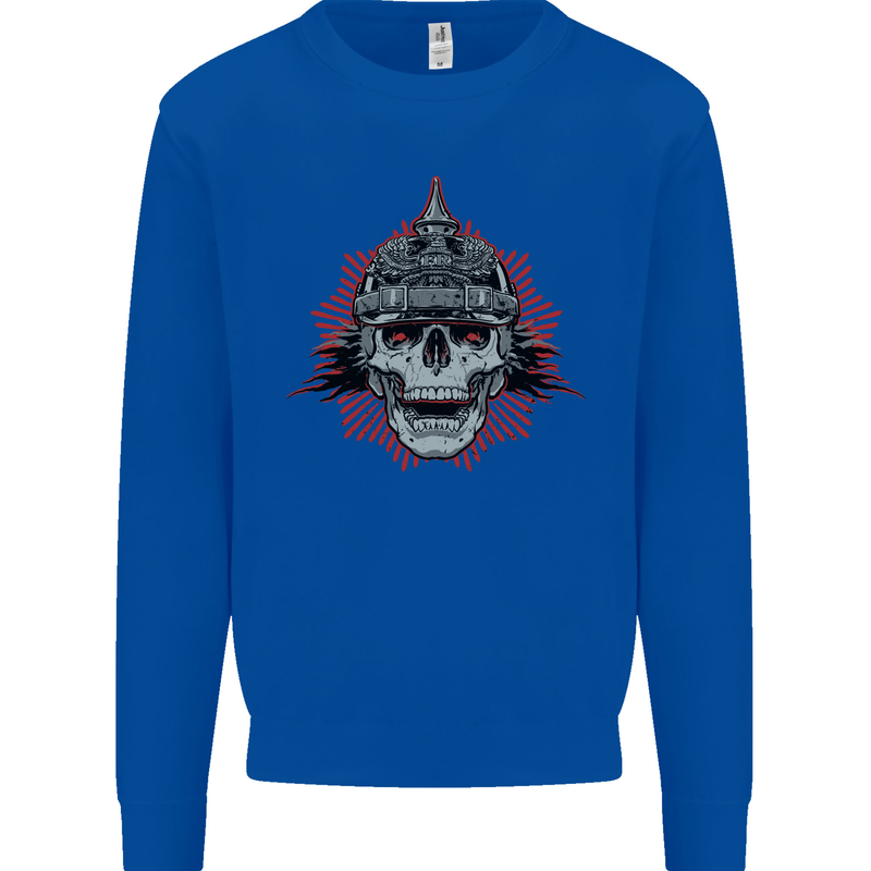 Pickelhaube Skull Prussian Helmet Biker Mens Sweatshirt Jumper Royal Blue