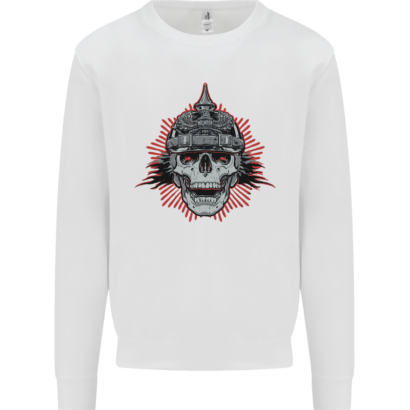 Pickelhaube Skull Prussian Helmet Biker Mens Sweatshirt Jumper White