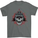 Pickelhaube Skull Prussian Helmet Biker Mens T-Shirt Cotton Gildan Charcoal