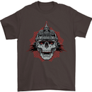 Pickelhaube Skull Prussian Helmet Biker Mens T-Shirt Cotton Gildan Dark Chocolate