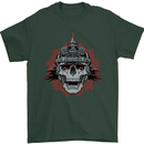 Pickelhaube Skull Prussian Helmet Biker Mens T-Shirt Cotton Gildan Forest Green