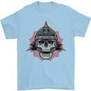 Pickelhaube Skull Prussian Helmet Biker Mens T-Shirt Cotton Gildan Light Blue