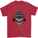 Pickelhaube Skull Prussian Helmet Biker Mens T-Shirt Cotton Gildan Red