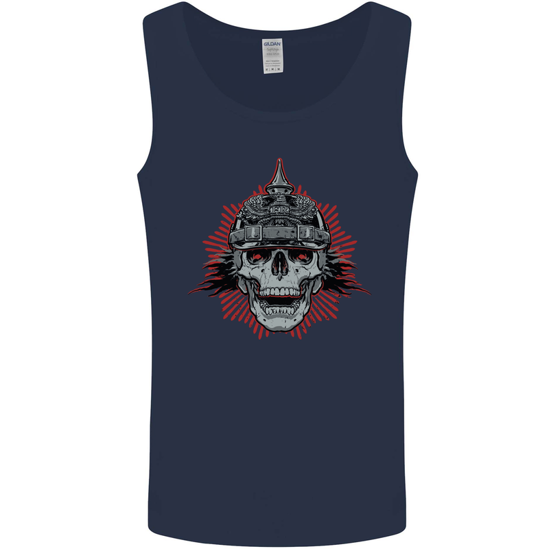 Pickelhaube Skull Prussian Helmet Biker Mens Vest Tank Top Navy Blue