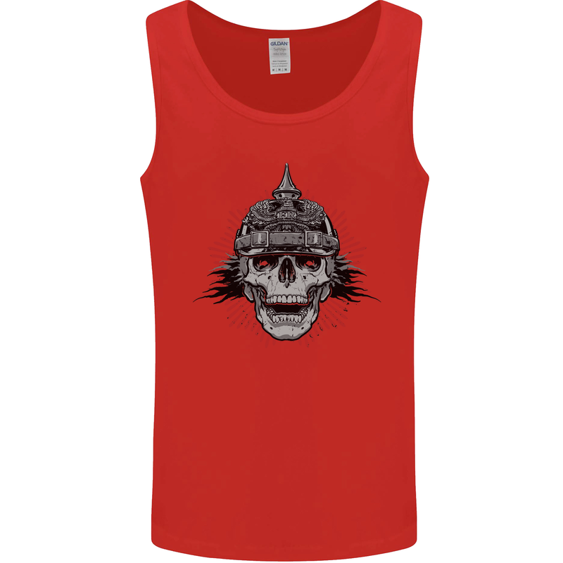 Pickelhaube Skull Prussian Helmet Biker Mens Vest Tank Top Red
