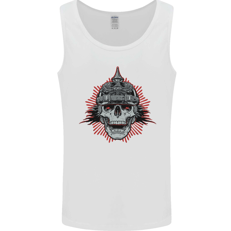 Pickelhaube Skull Prussian Helmet Biker Mens Vest Tank Top White
