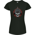 Pickelhaube Skull Prussian Helmet Biker Womens Petite Cut T-Shirt Black