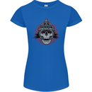 Pickelhaube Skull Prussian Helmet Biker Womens Petite Cut T-Shirt Royal Blue