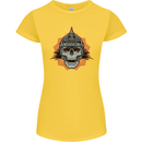 Pickelhaube Skull Prussian Helmet Biker Womens Petite Cut T-Shirt Yellow