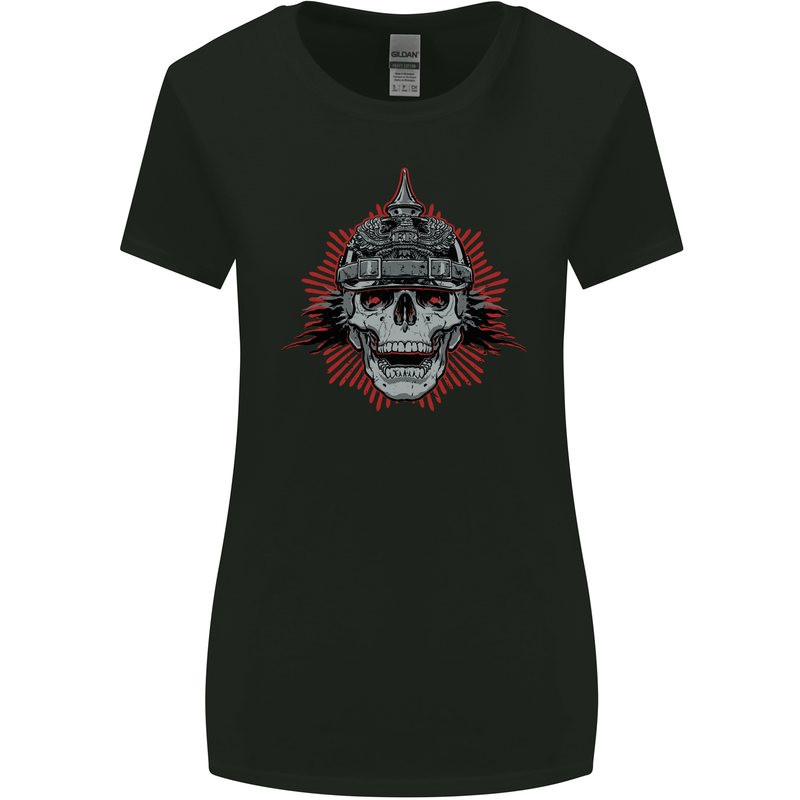 Pickelhaube Skull Prussian Helmet Biker Womens Wider Cut T-Shirt Black