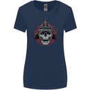 Pickelhaube Skull Prussian Helmet Biker Womens Wider Cut T-Shirt Navy Blue