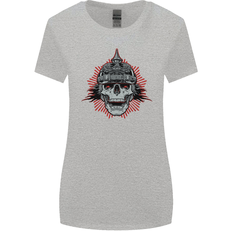 Pickelhaube Skull Prussian Helmet Biker Womens Wider Cut T-Shirt Sports Grey
