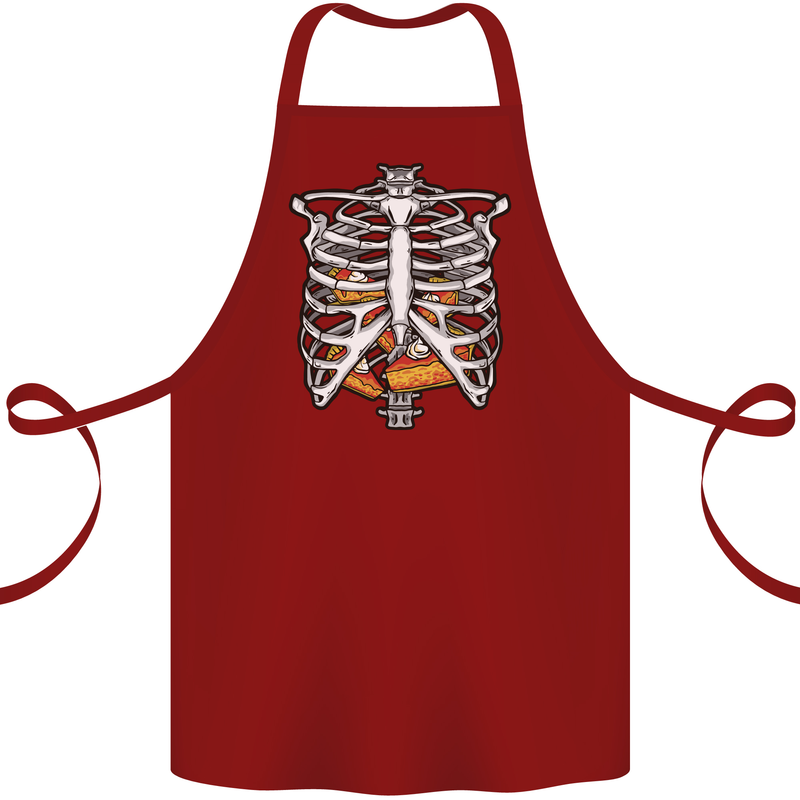 Pie Inside a Skeleton Torso Funny Food Cotton Apron 100% Organic Maroon