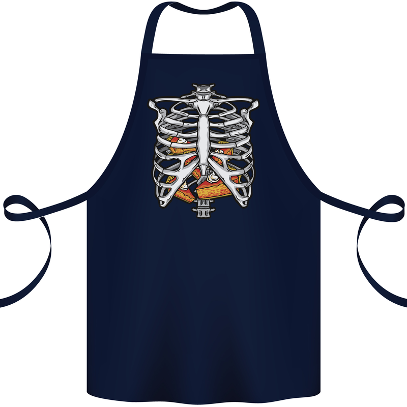 Pie Inside a Skeleton Torso Funny Food Cotton Apron 100% Organic Navy Blue