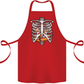 Pie Inside a Skeleton Torso Funny Food Cotton Apron 100% Organic Red