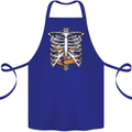 Pie Inside a Skeleton Torso Funny Food Cotton Apron 100% Organic Royal Blue