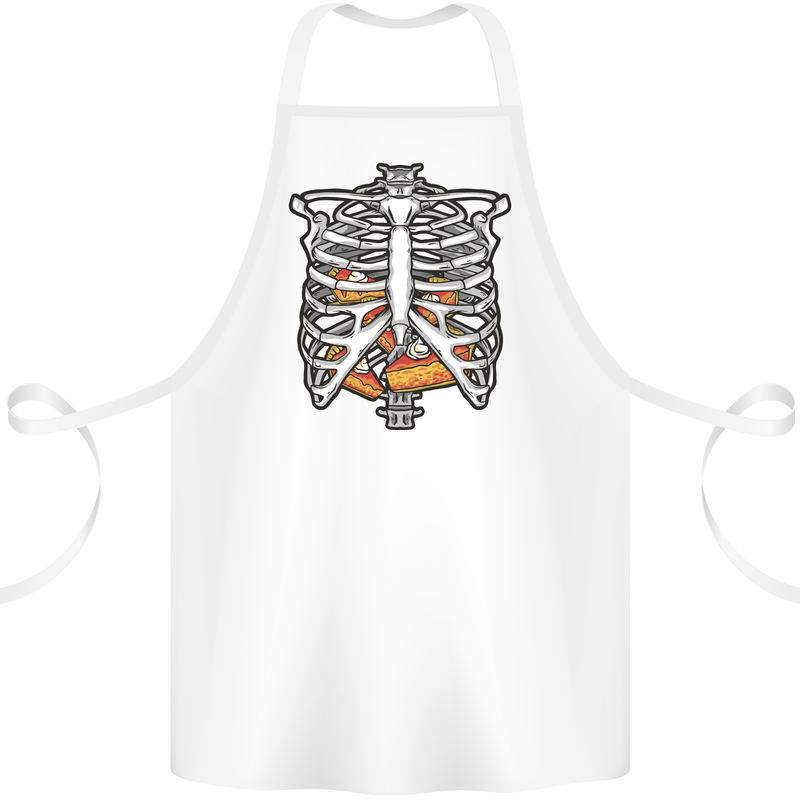 Pie Inside a Skeleton Torso Funny Food Cotton Apron 100% Organic White