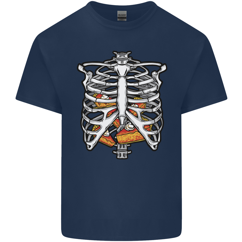 Pie Inside a Skeleton Torso Funny Food Kids T-Shirt Childrens Navy Blue