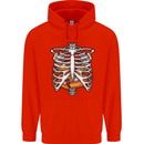 Pie Inside a Skeleton Torso Funny Food Mens 80% Cotton Hoodie Bright Red